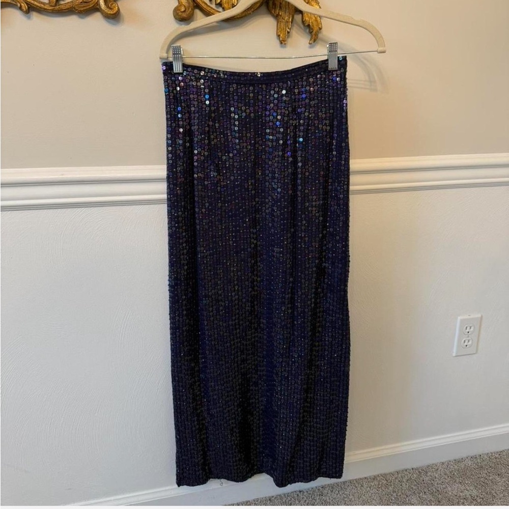 Vintage Doncaster Dark Blue Sequin Maxi Skirt